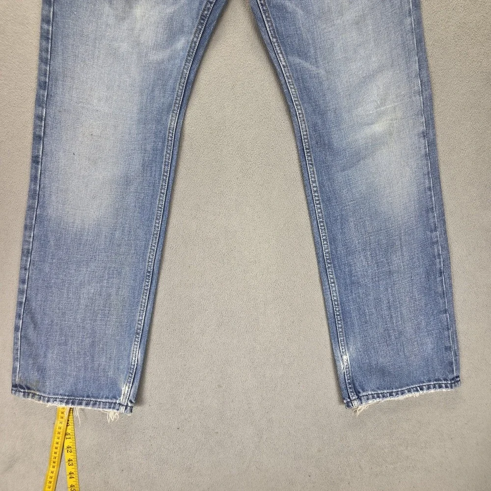 Diesel Jeans Mens 32x30 Blue Larkee Regular Straight Distressed Button Fly 008AT